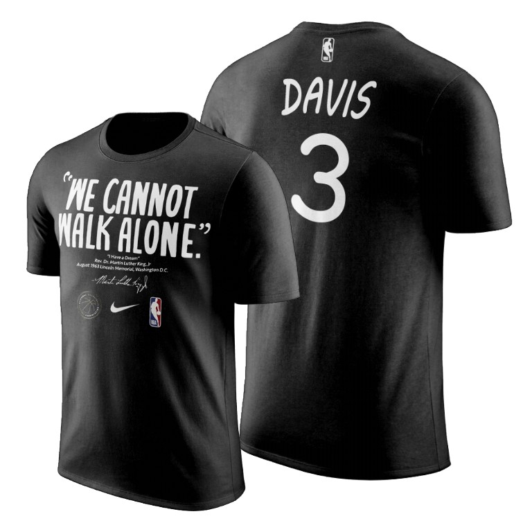 Men's Los Angeles Lakers Anthony Davis #3 NBA We Cannot Walk Alone Jr. Day Martin Luther King Black History Month Black Basketball T-Shirt JTW0483RM